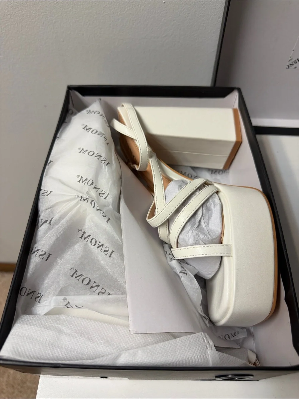 White Chunky Heel Platform Sandals for Women